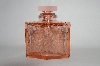 +MBA #55-219  Vintage Beautiful Pink Glass Floral Etched Perfume Bottle