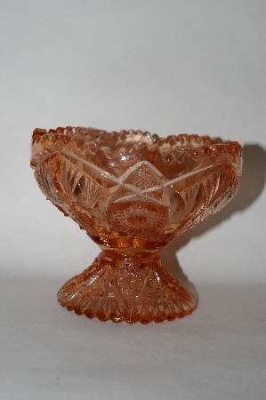 +MBA #55-091  " Indiana Glass Vintage Fancy Cut Pink Glass Candy Dish