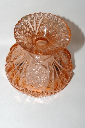 +MBA #55-091  " Indiana Glass Vintage Fancy Cut Pink Glass Candy Dish