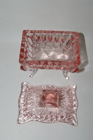 +MBA #55-113   Beautiful Square Shaped Pink Glass Vanity Dish