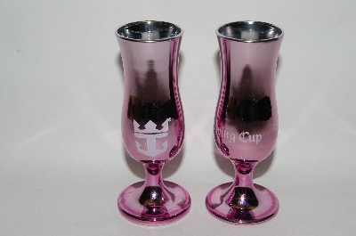 +MBA #57-323   "Set Of Two Pink Matalic Glass "Loving Cups"