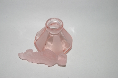 +MBA #57-289  Vintage Clear Pink & Satin Glass Perfume Bottle