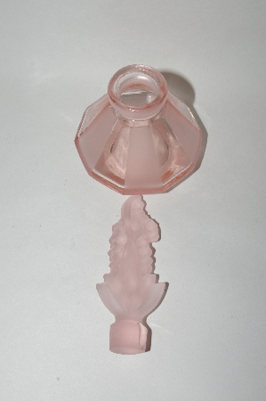 +MBA #57-289  Vintage Clear Pink & Satin Glass Perfume Bottle