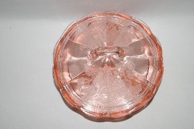 +MBA #57-042  Vintage Pink Depression Glass Candy Dish With Lid