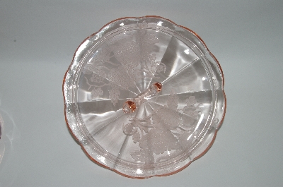 +MBA #57-042  Vintage Pink Depression Glass Candy Dish With Lid