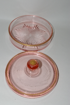 +MBA #57-033 Vintage Pink Depression Glass Candy Dish With Lid. 