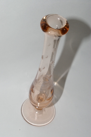 +MBA #57-105  " Vintage Etched Pink Depression Glass Bud Vase