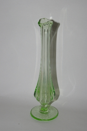 +MBA #57-109   Vintage Green Depression Glass Bud Vase