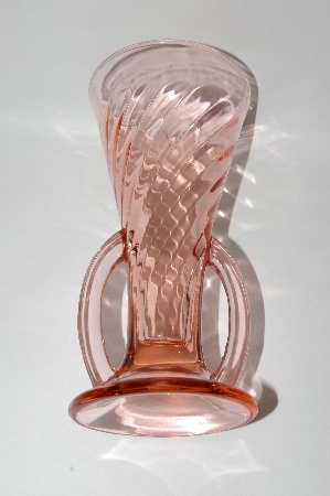+MBA #57-015  " Vintage  Pink Depression Glass Trumpet Vase