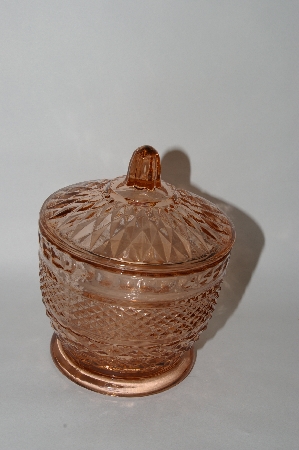 MBA #59-111   Vintage Pink Glass Sugar Bowl W/Lid