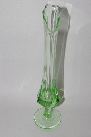 +MBA #59-163   Vintage Green Depression Glass Bud Vase