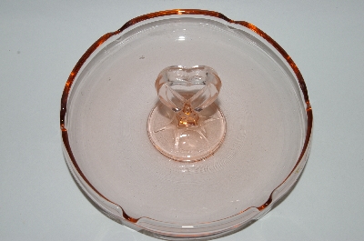 +MBA #59-153  "1920's  Vintage Pink Depression Glass Heart Handled Candy Dish