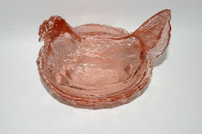 +MBA #59-103  " Vintage Dark  Pink Glass Chicken Candy Dish
