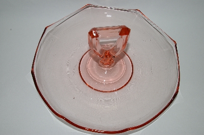 +MBA #59-020 " Vintage Pink Depression Glass Large Handled Cookie Dish