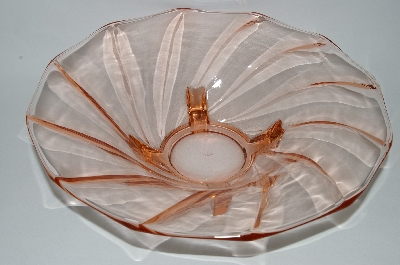+MBA #59-195  Vintage Pink Glass Large Footed Depression Glass Serving Bowl