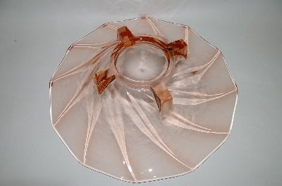 +MBA #59-195  Vintage Pink Glass Large Footed Depression Glass Serving Bowl