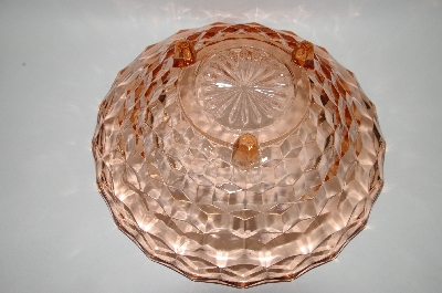 +MBA #59-036  " Large Diamond Cut Footed Pink Depression Glass Bowl