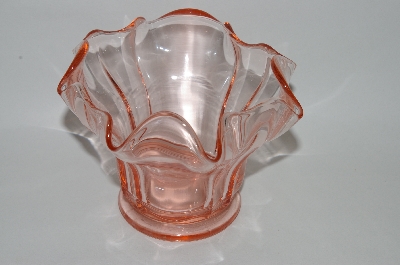 +MBA #59-099  Vintage Pink Depression Glass Floral Look Vase