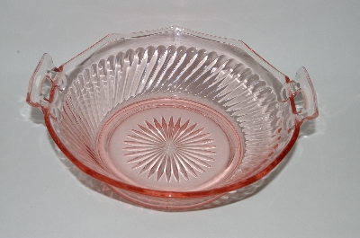+MBA #59-028  Vintage Imperial Pink Twisted Optic Large Fruit Bowl
