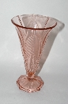 +MBA #59-156   " Vintage Dark Pink Depression Glass Leaf Patterned Vase