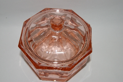 +MBA #59-012  " Fancy Vintage Pink Depression Glass Lidded Candy Dish