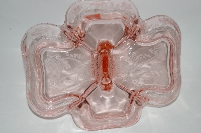 +MBA #59-209  " Vintage "Gloria" 4 Section Fancy Pink Depression Glass Relish Tray