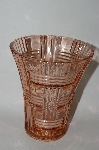 +MBA #59-040  Vintage Pink Depression Glass Fancy Cut Vase