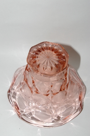 +MBA #59-073  Vintage Pink Depression Glass Fancy Shaped Vase