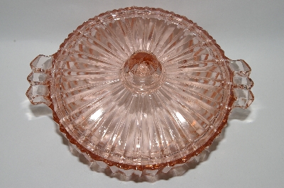 +MBA #59-068  Vintage Light Pink Depression Glass Candy Dish With Lid