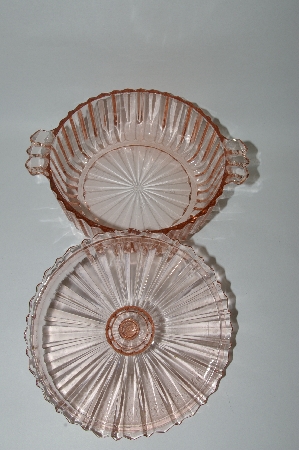 +MBA #59-068  Vintage Light Pink Depression Glass Candy Dish With Lid