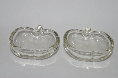 +MBA #59-172   Pair Of Two Vintage Clear Glass Apple Dishes
