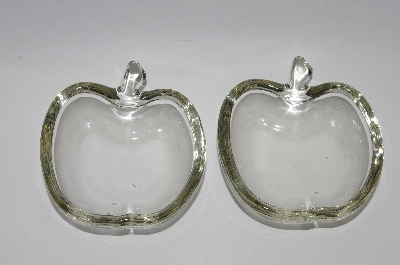+MBA #59-172   Pair Of Two Vintage Clear Glass Apple Dishes
