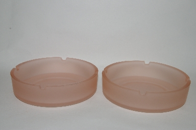 +MBA #59-107  " Set Of Two Vintage Pink Frosted Glass Ashtrays
