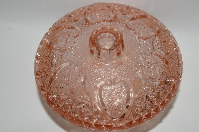 +MBA #60-009  Vintage Pink Glass "Hearts & Roses" Lidded Candy Dish