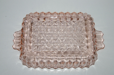 +MBA #60-013  " Set Of (2)  Vintage Pink Glass Fancy Cut Square Dish