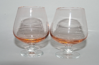 +MBA #60-017   " Pair Of Mini Pink Glass "Snifter Look" Shot Glass's