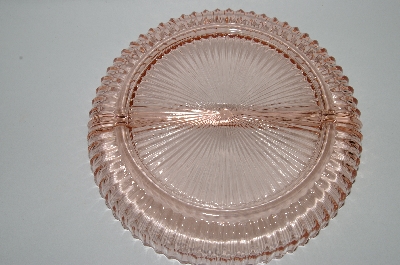+MBA #60-045  Vintage Pink Glass Round Divided Dish