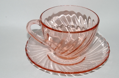 +MBA #60-286  "Set Of 4 Vintage  Arcoroc Pink Rosaline Cup & Saucer Set