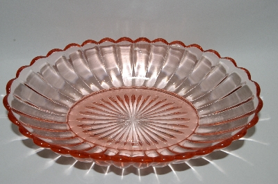 +MBA #60-056  Vintage Pink Depression Glass Oval Celery Tray 