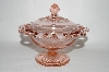 +MBA #60-062  Vintage Pink Glass "Lace Edge Old Colony" Candy Dish