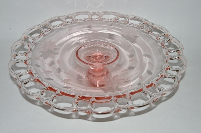 +MBA #60-163  Vintage Pink Glass "Jubilee" 1930's Cake Plate