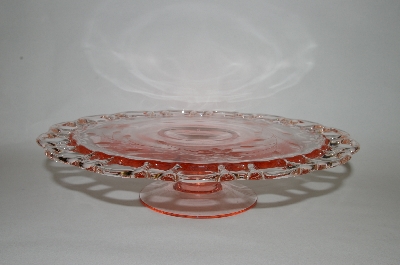 +MBA #60-163  Vintage Pink Glass "Jubilee" 1930's Cake Plate