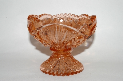 +MBA #60-215  Vintage Pink Glass Fancy Cut Candy Dish