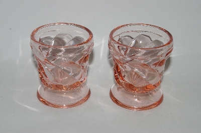+MBA #60-135  Set Of 6 Vintage Pink Glass Small Fancy Bar Glass's