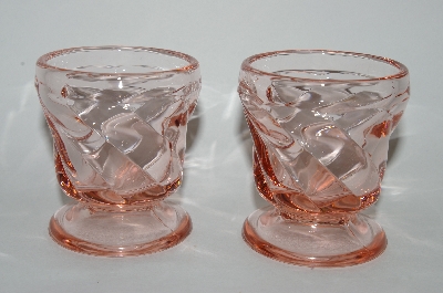 +MBA #60-135  Set Of 6 Vintage Pink Glass Small Fancy Bar Glass's