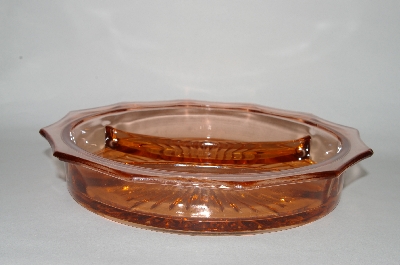 +MBA #60-173  Vintage Pink Depression Glass Fancy Divided Dish