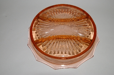 +MBA #60-173  Vintage Pink Depression Glass Fancy Divided Dish