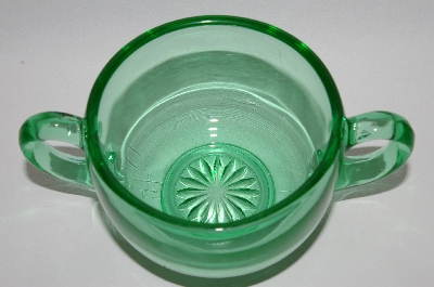 +MBA #60-181  "Vintage Green Depression Glass Sugar Bowl