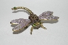 +MBA #60-167  "Collectiable Antiqued Gold Tone & Crystal Dragonfly