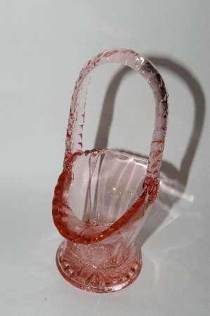  +MBA #60-131  Vintage Pink Glass Basket Signed "M" By Duncan Miller Usa